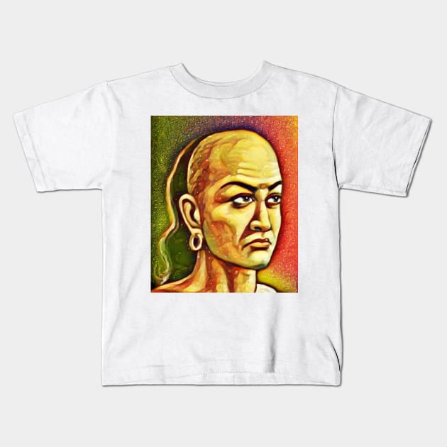 Chanakya Snow Portrait | Chanakya Artwork 15 Kids T-Shirt by JustLit